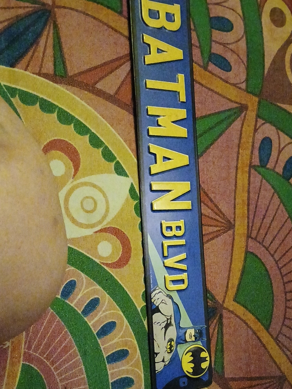 Batman Blue and Yellow Boulevard Street Sign